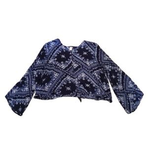 Girl’s Justice Navy Blue Floral Print Tie Crop Size 18Plus